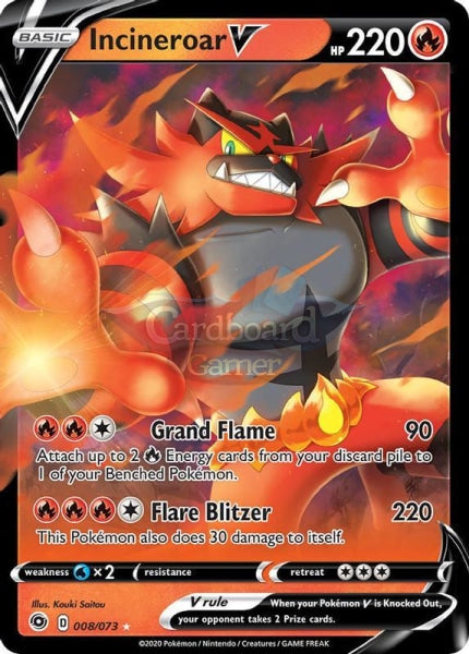 008/073 Incineroar V Ultra Rare Champions Path Single Card