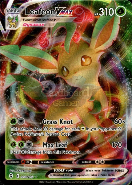 008/203 Leafeon Vmax Evolving Skies Single Card