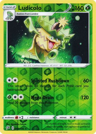 009/192 Ludicolo Rare Reverse Holo Rebel Clash