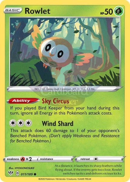 011/189 Rowlet Common Darkness Ablaze Single Card