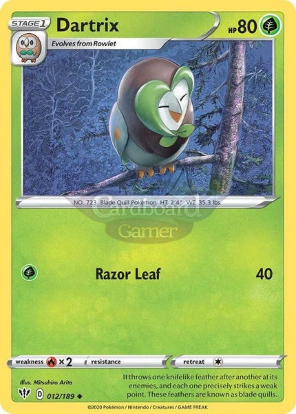 012/189 Dartrix Uncommon Darkness Ablaze Single Card