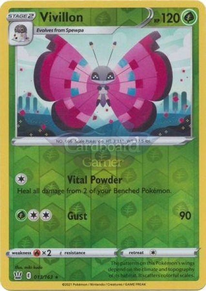 013/163 Vivillon Reverse Holo Rare Battle Styles Single Card