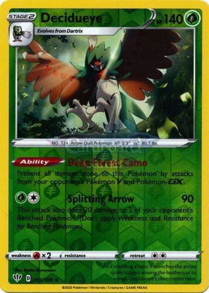 013/189 Decidueye Holo Rare Reverse Darkness Ablaze Single Card