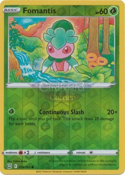 014/163 Fomantis Reverse Holo Common Battle Styles Single Card