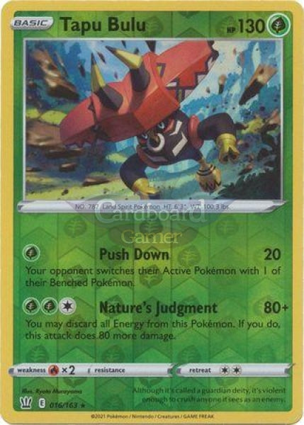 016/163 Tapu Bulu Holo Reverse Rare Battle Styles Single Card