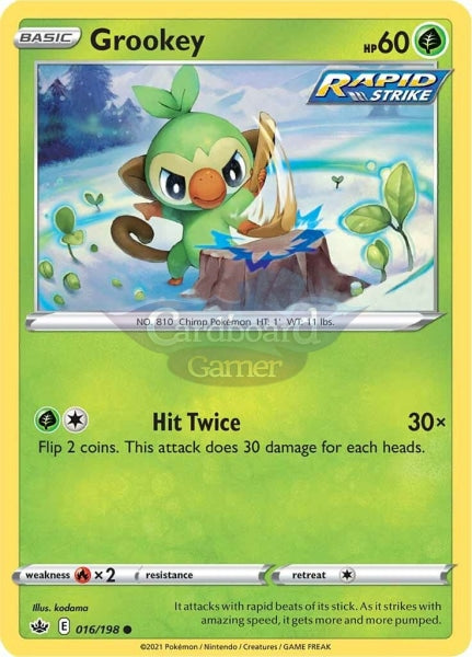 016/198 Grookey Common Chilling Reign Single Card