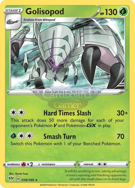 018/189 Golisopod Holo Rare Darkness Ablaze Single Card