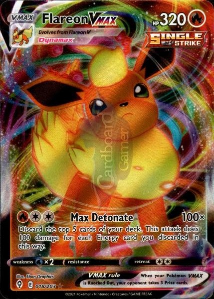 018/203 Flareon Vmax Evolving Skies Single Card