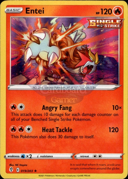 019/203 Entei Holo Rare Evolving Skies Single Card