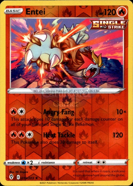 019/203 Entei Reverse Holo Evolving Skies Single Card