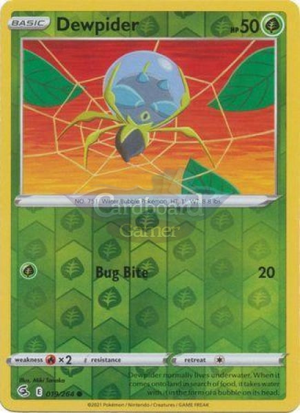 019/264 Dewpider Common Reverse Holo Fusion Strike Single Card