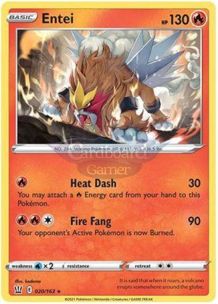 020/163 Entei Holo Rare Battle Styles Single Card