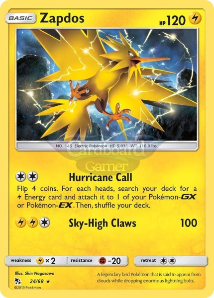 024/68 Zapdos Holo Rare Hidden Fates Single Card