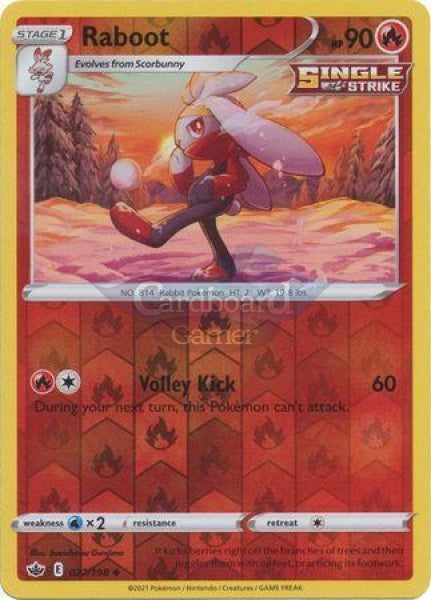 027/198 Raboot Uncommon Reverse Holo Chilling Reign Single Card