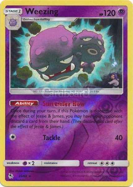 029/68 Weezing Rare Reverse Holo Hidden Fates Single Card