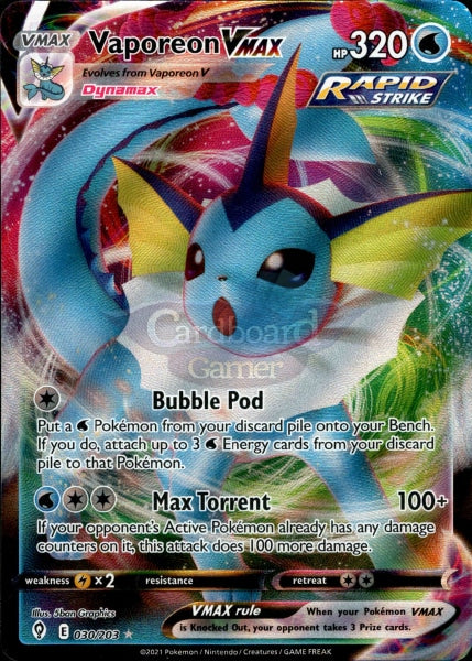 030/203 Vaporeon Vmax Evolving Skies Single Card