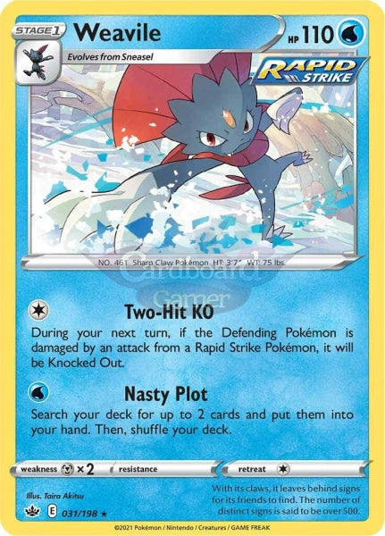 031/198 Weavile Holo Rare Chilling Reign Single Card