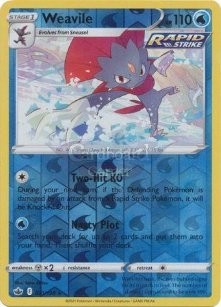 031/198 Weavile Rare Reverse Holo Chilling Reign Single Card