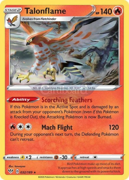 032/189 Talonflame Rare Darkness Ablaze Single Card