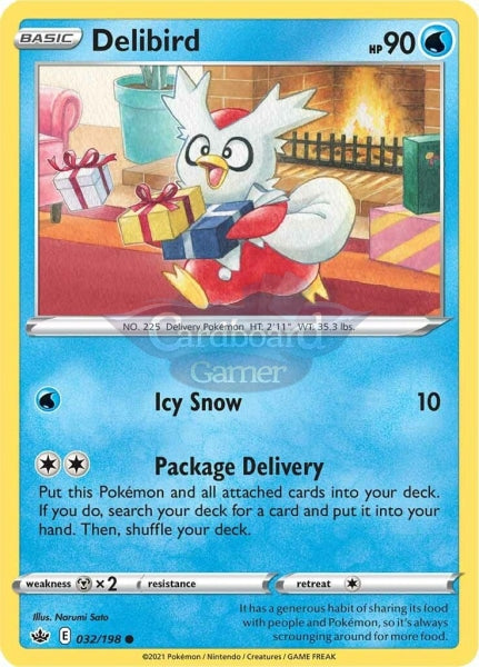 032/198 Delibird Common Chilling Reign Single Card