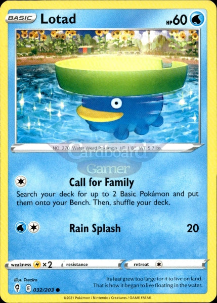 032/203 Lotad Evolving Skies Single Card