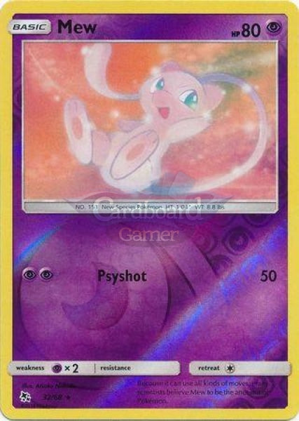 032/68 Mew Rare Reverse Holo Hidden Fates Single Card