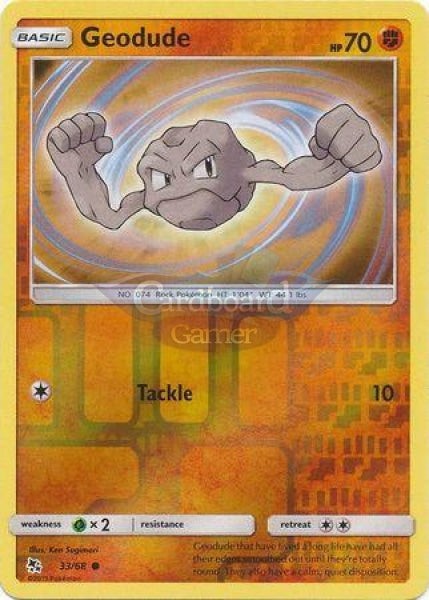 033/68 Geodude Common Reverse Holo Hidden Fates Single Card