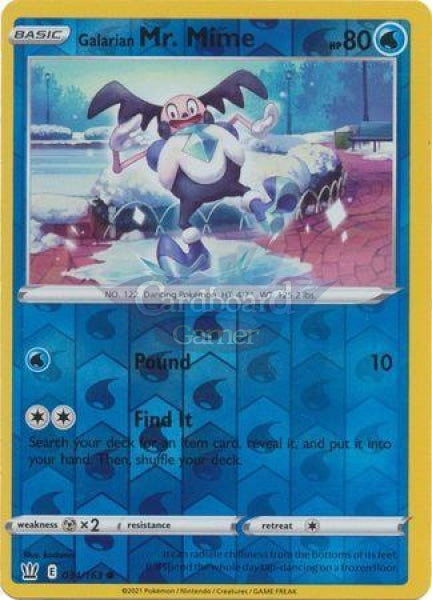 034/163 Galarian Mr. Mime Reverse Holo Common Battle Styles Single Card