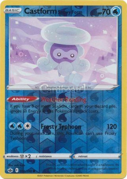 034/198 Castform Snowy Form Common Reverse Holo Chilling Reign Single Card