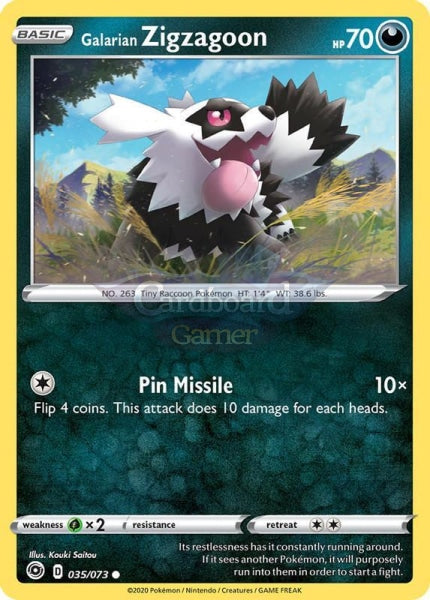 035/073 Galarian Zigzagoon Common Champions Path Single Card