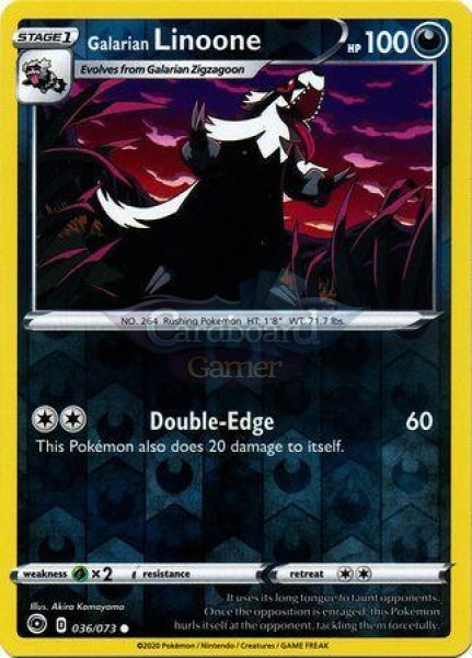 036/073 Galarian Linoone Common Reverse Holo Champions Path Single Card