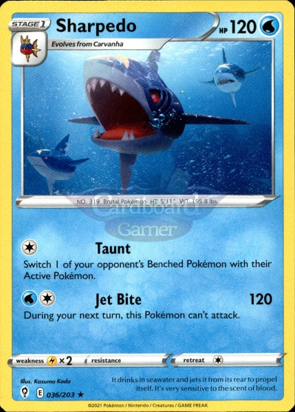 036/203 Sharpedo Evolving Skies Single Card