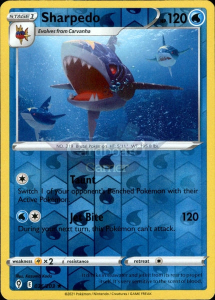 036/203 Sharpedo Reverse Holo Evolving Skies Single Card