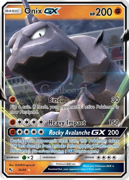 036/68 Onix Gx Ultra Rare Hidden Fates Single Card