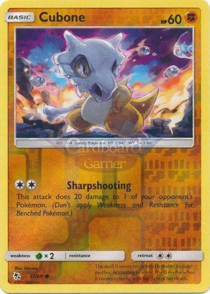 037/68 Cubone Common Reverse Holo Hidden Fates Single Card