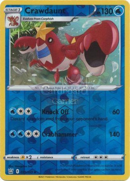 039/163 Crawdaunt Reverse Holo Uncommon Battle Styles Single Card