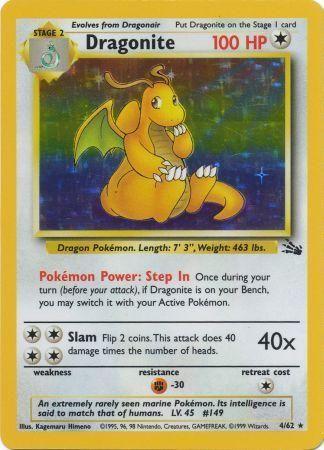 4/62 Dragonite Holo Rare Fossil Set Unlimited