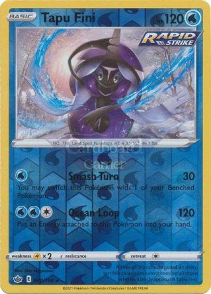 040/198 Tapu Fini Rare Reverse Holo Chilling Reign Single Card