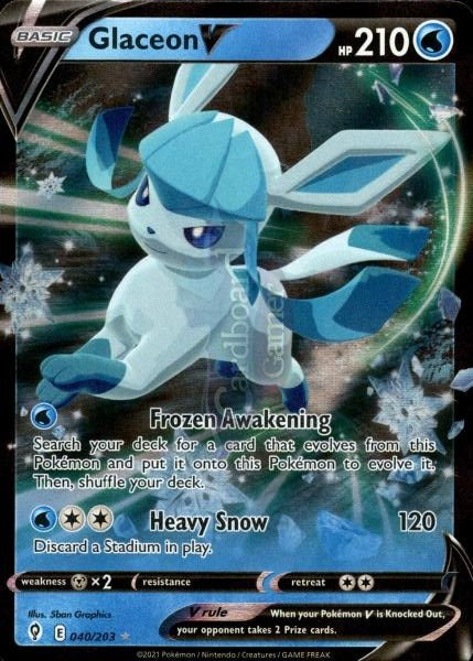 040/203 Glaceon V Evolving Skies Single Card