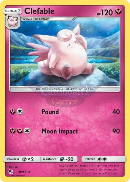 040/68 Clefable Rare Hidden Fates Single Card