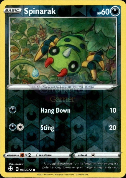 043/072 Spinarak Common Reverse Holo Shining Fates Single Card