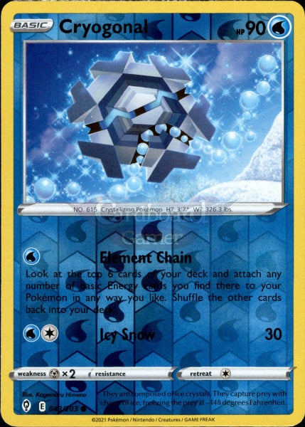 043/203 Cryogonal Reverse Holo Evolving Skies Single Card