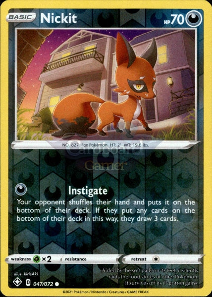 047/072 Nickit Common Reverse Holo Shining Fates Single Card