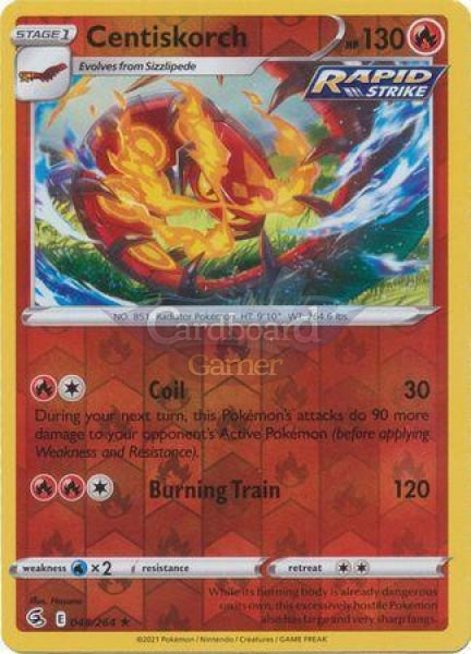 048/264 Centiskorch Rare Reverse Holo Fusion Strike Single Card