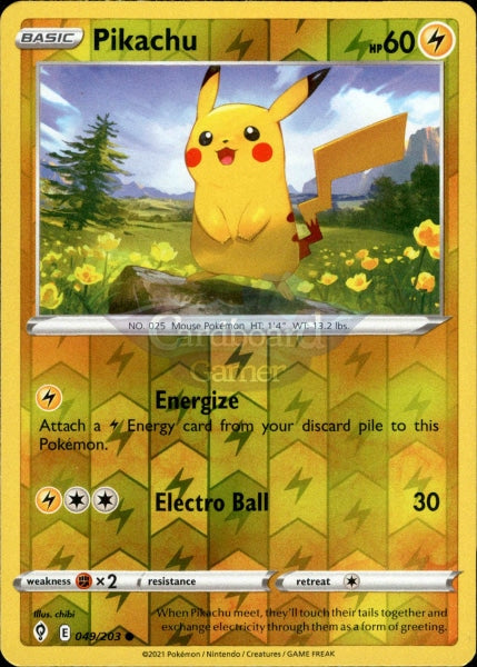 049/203 Pikachu Reverse Holo Evolving Skies Single Card