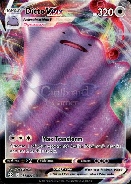 051/072 Ditto Vmax Ultra Rare Shining Fates Single Card