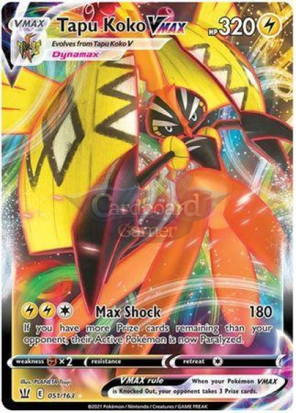 051/163 Tapu Koko Vmax Ultra Rare Battle Styles Single Card