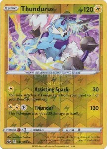 052/198 Thundurus Rare Reverse Holo Chilling Reign Single Card