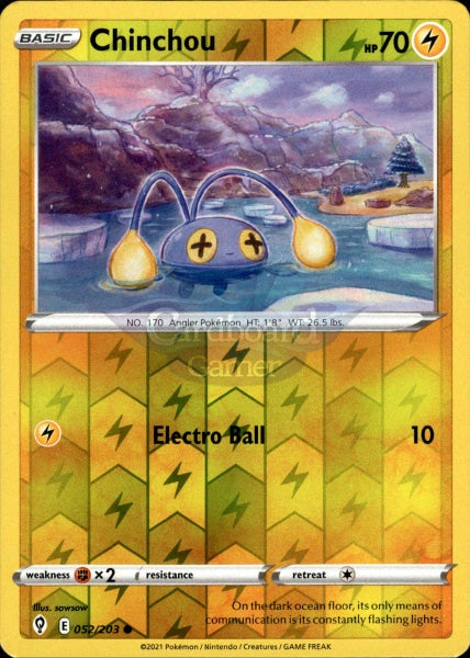 052/203 Chinchou Reverse Holo Evolving Skies Single Card