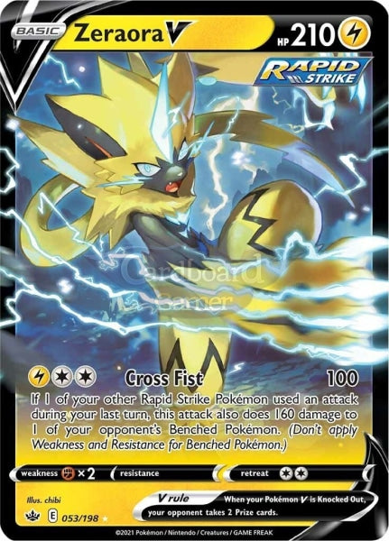 053/198 Zeraora V Ultra Rare Chilling Reign Single Card